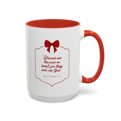 Inspirational Scripture Coffee Mug - "Blessed are the pure in heart" (Accent, 11/15oz)