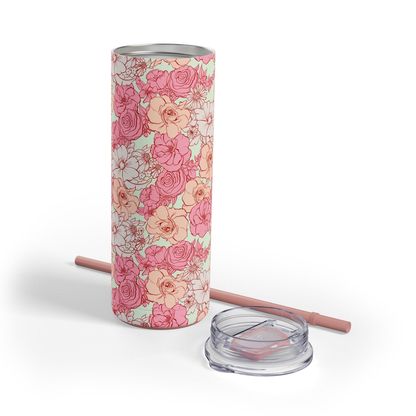 Floral Skinny Tumbler - 20oz Matte Drinkware for Elegant Sips
