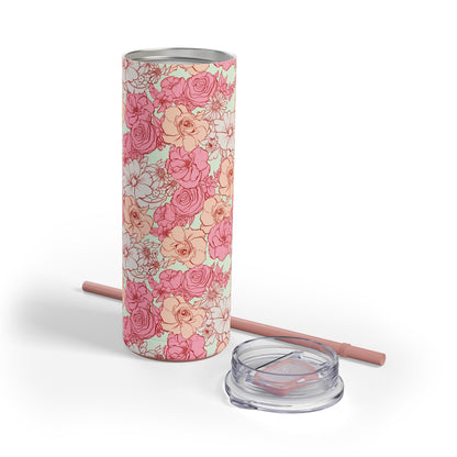 Floral Skinny Tumbler - 20oz Matte Drinkware for Elegant Sips