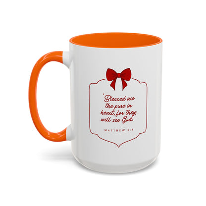 Inspirational Scripture Coffee Mug - "Blessed are the pure in heart" (Accent, 11/15oz)