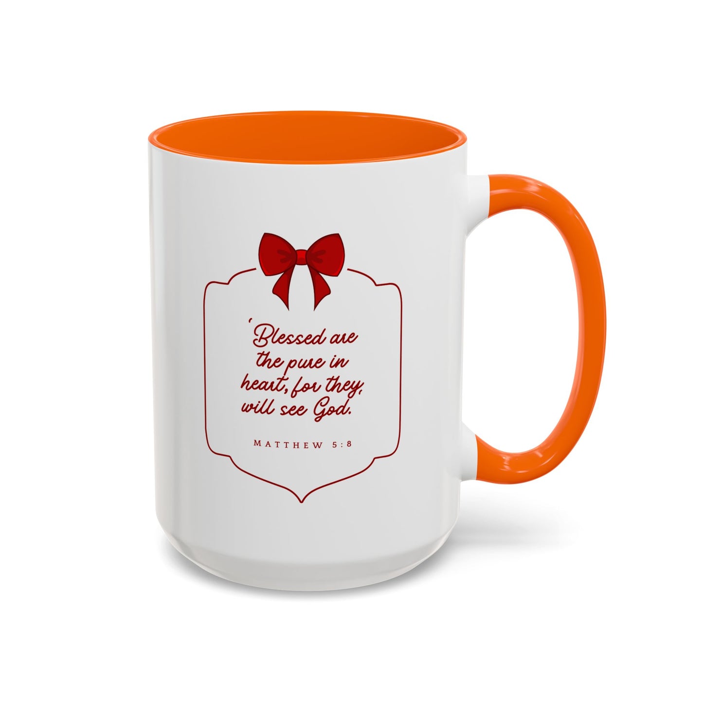 Inspirational Scripture Coffee Mug - "Blessed are the pure in heart" (Accent, 11/15oz)