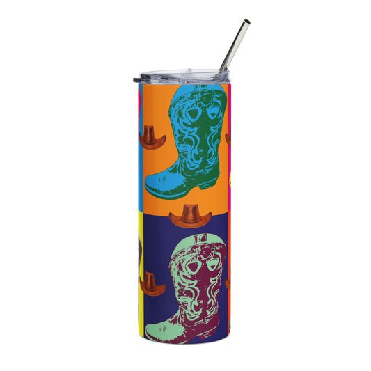 Colorful Cowboy Boot Tumbler - 20oz Stainless Steel Travel Mug
