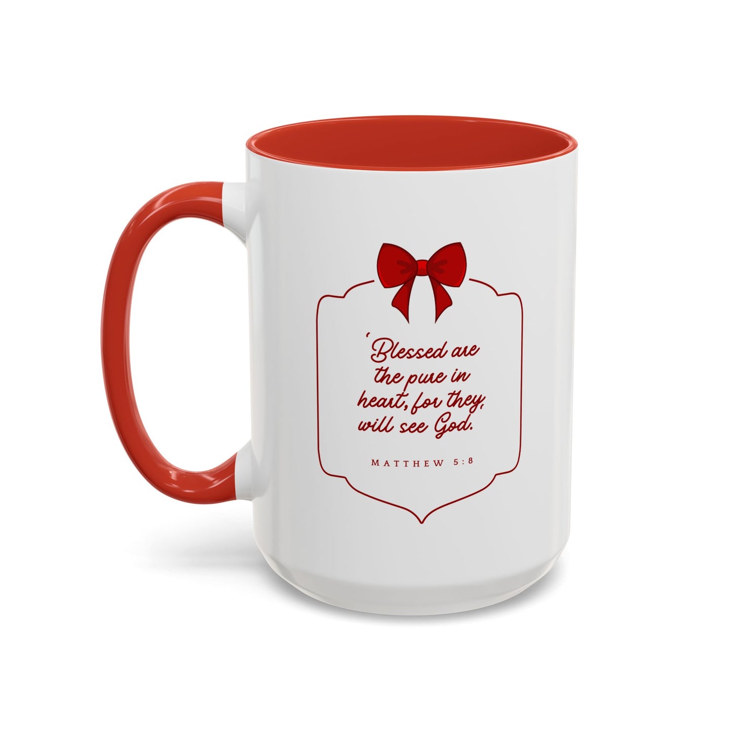 Inspirational Scripture Coffee Mug - "Blessed are the pure in heart" (Accent, 11/15oz)