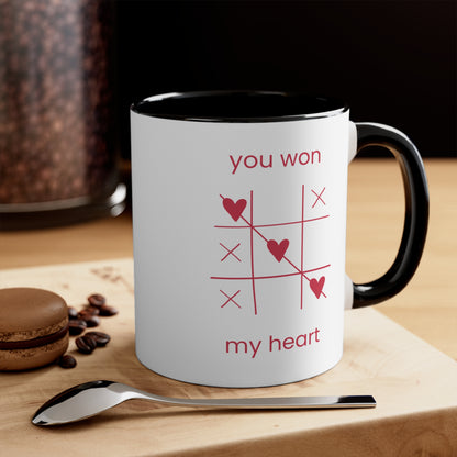 Cute Heart Winning Accent Mugs – Perfect for Valentine's Day, Gift for Him/Her, Coffee Lover, Romantic Morning Mug, Sweetheart Coffee Cup