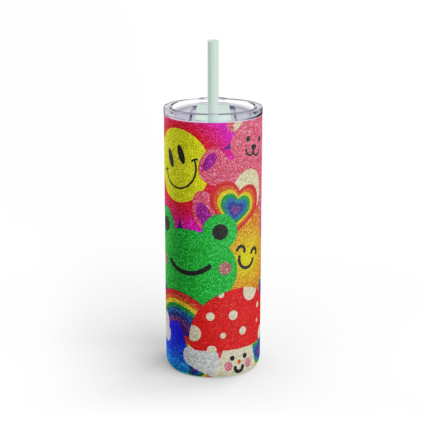 Colorful Glitter Smile Tumbler - 20oz | Fun Drinkware for Happy Vibes