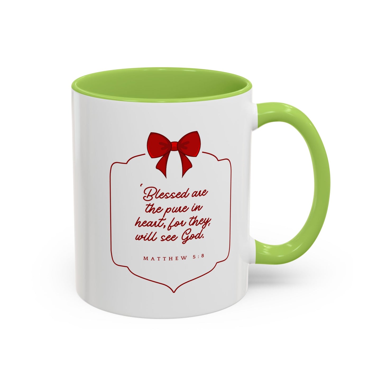 Inspirational Scripture Coffee Mug - "Blessed are the pure in heart" (Accent, 11/15oz)