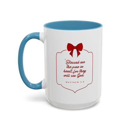 Inspirational Scripture Coffee Mug - "Blessed are the pure in heart" (Accent, 11/15oz)