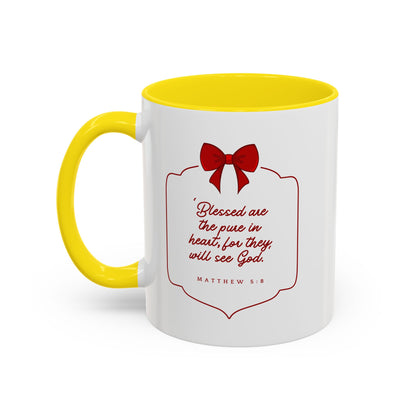 Inspirational Scripture Coffee Mug - "Blessed are the pure in heart" (Accent, 11/15oz)