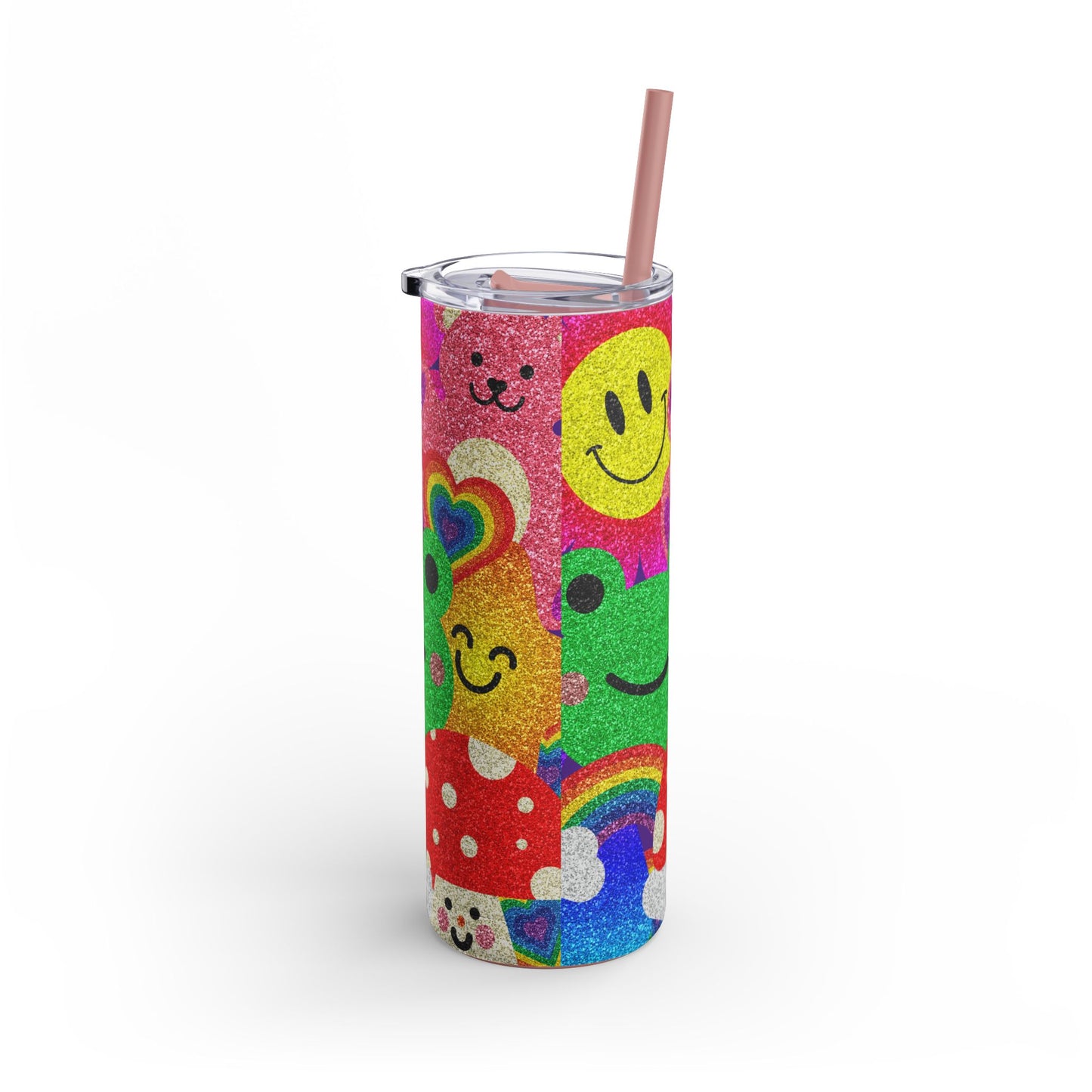 Colorful Glitter Smile Tumbler - 20oz | Fun Drinkware for Happy Vibes