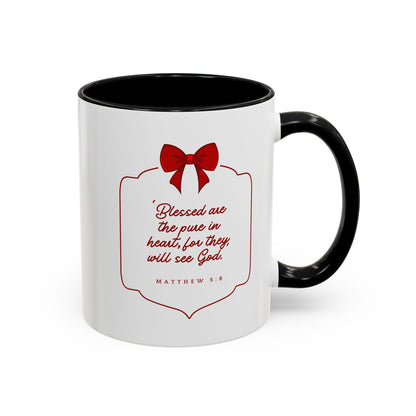 Inspirational Scripture Coffee Mug - "Blessed are the pure in heart" (Accent, 11/15oz)
