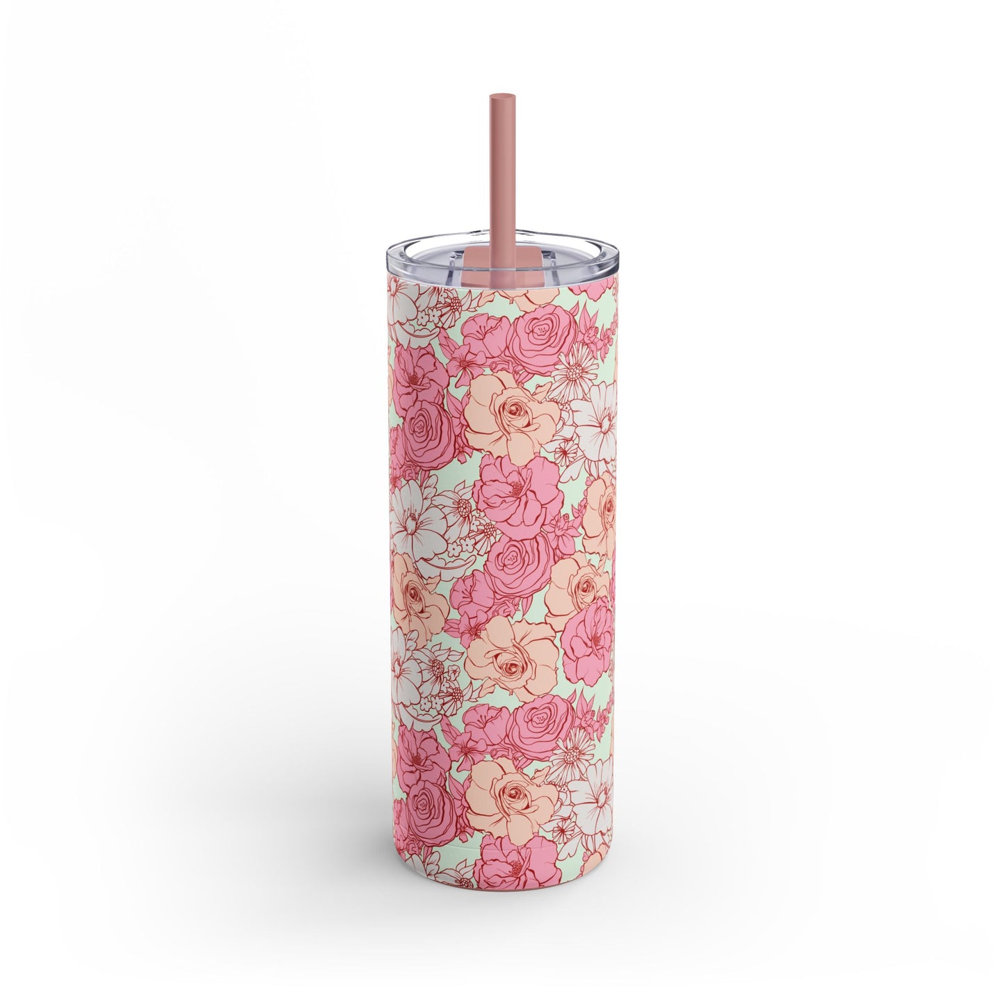 Floral Skinny Tumbler - 20oz Matte Drinkware for Elegant Sips