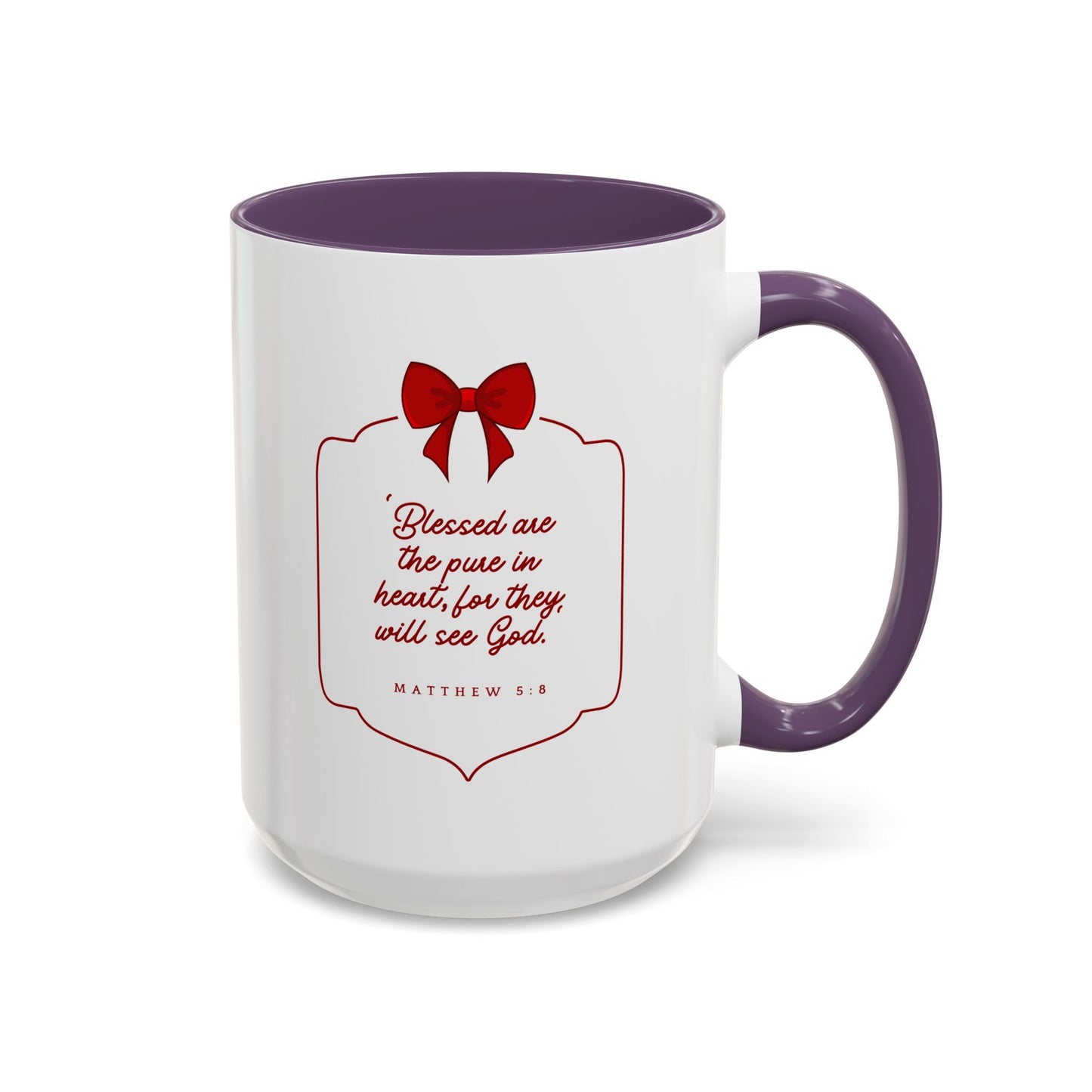 Inspirational Scripture Coffee Mug - "Blessed are the pure in heart" (Accent, 11/15oz)
