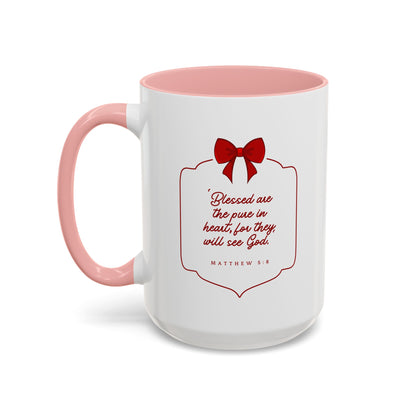 Inspirational Scripture Coffee Mug - "Blessed are the pure in heart" (Accent, 11/15oz)